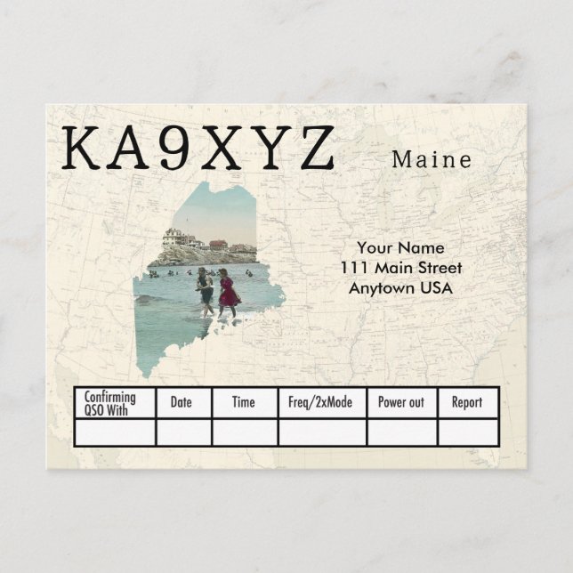 Your Photo Maine Shaped Cutout Custom QSL Postcard (Front)