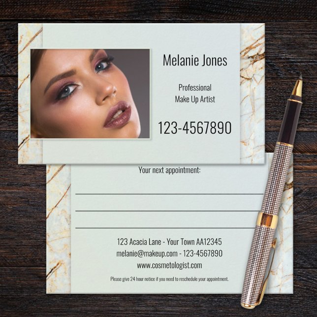 Your Photo Marble Beauty Appointment Business Card (Creator Uploaded)