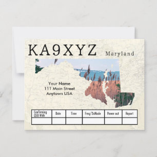 Your Photo Maryland Shaped Cutout Custom QSL Postcard