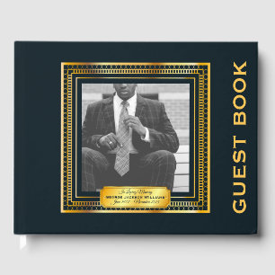 Your Photo Memorial Service Elegant Gold Frame Guest Book