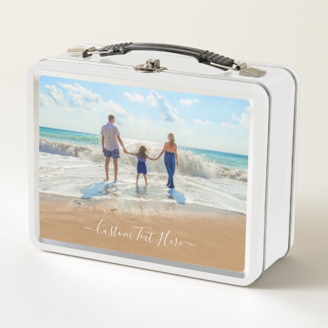 Your Photo Metal Lunch Box with Custom Text (Front)