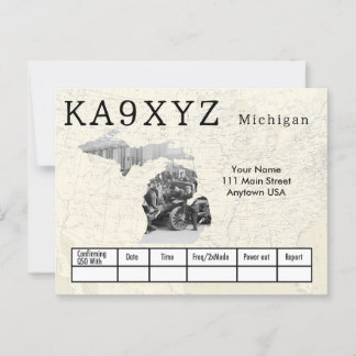 Your Photo Michigan Shaped Cutout Custom QSL Postcard
