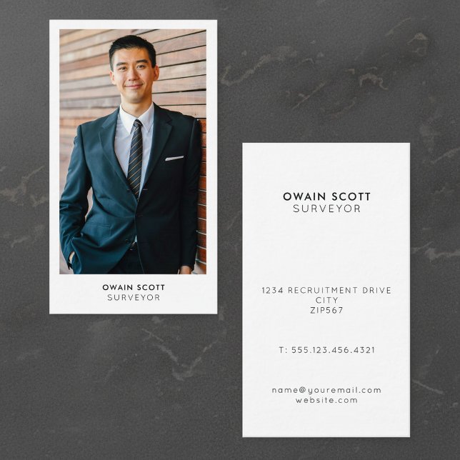 Your photo, minimal modern white frame colour business card (Your photo, minimal modern white frame color business card.)