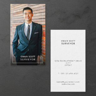 Your photo, minimal modern white frame colour business card