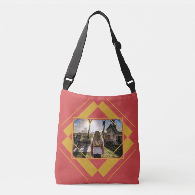 YOUR Photo & Monogram Geometric Pattern bags (Front)