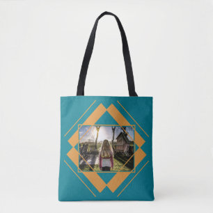 YOUR Photo & Monogram Geometric Pattern bags