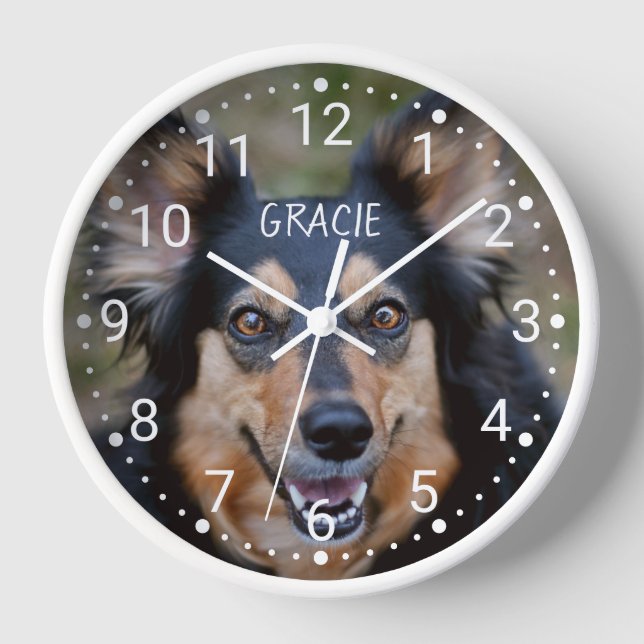 Your Photo & Name & Any Colour Numbered Clock Face (Front)