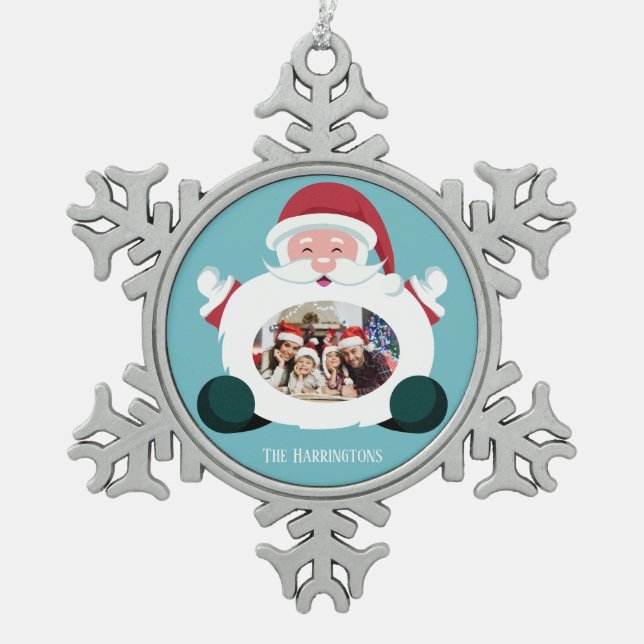 YOUR photo & name custom Santa ornament (Front)