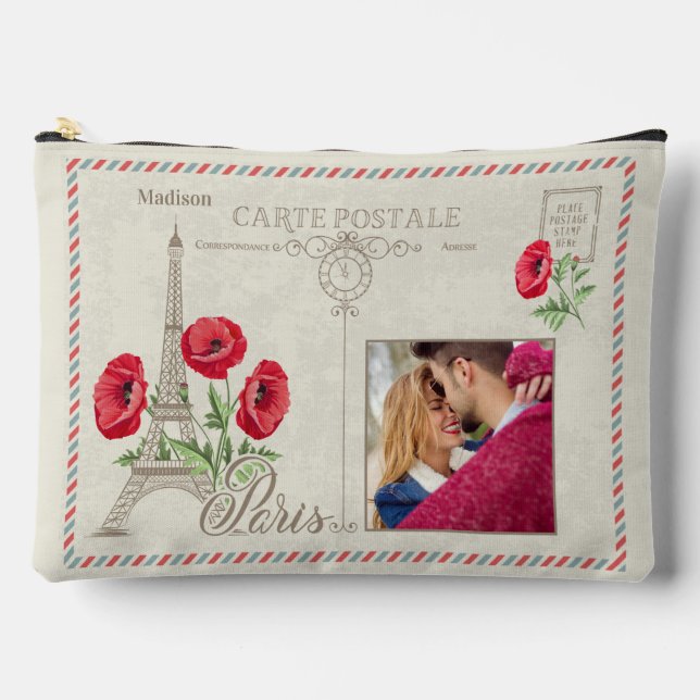 YOUR photo & Name Paris France Accessory Pouch (Front)