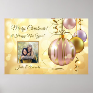 YOUR photo & name(s) Christmas Balls poster