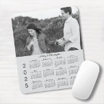 Your Photo Names Personalized Grey 2025 Calendar Mouse Pad<br><div class="desc">Keep the person you love nearby with a personalized 2025 calendar mouse pad. Replace the sample photo and names with your own in the sidebar. The custom text is in an elegant black script font. Below it is an easy to read black 2025 calendar on a neutral grey background. Makes...</div>