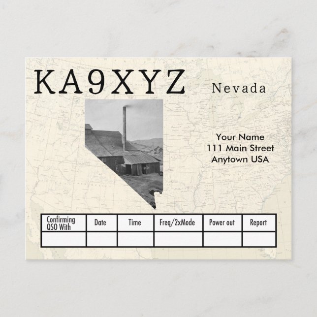 Your Photo Nevada Shaped Cutout Custom QSL Postcard (Front)
