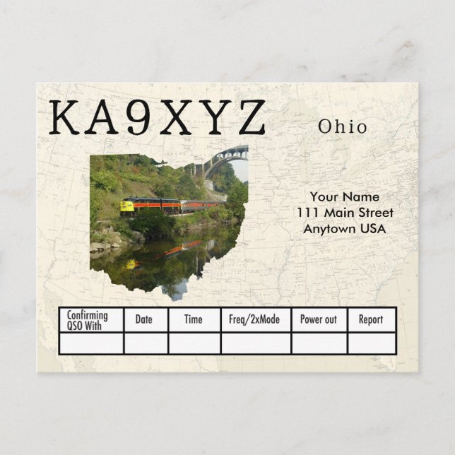 Your Photo Ohio Shaped Cutout Custom QSL Postcard (Front)