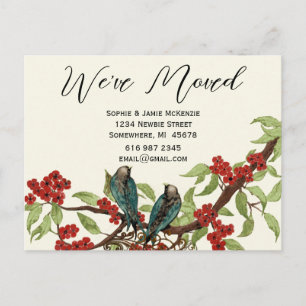 Your Photo on back Vintage Birds We Have Moved! Announcement Postcard