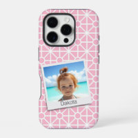 Your Photo on Pretty Pink and White Pattern