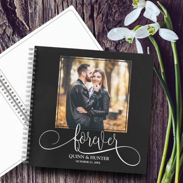 Your Photo on Wedding Guest Book (Choose SOFT or HARD cover and the inside page style - SKETCH style shown.)