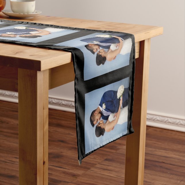 Your Photo Pattern on Black Personalized    Short Table Runner (In Situ)
