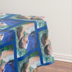 Your Photo Pattern on Dark Blue Personalized    Tablecloth