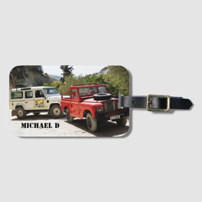 Your photo, personalize, initials, simple luggage tag (Front Horizontal)