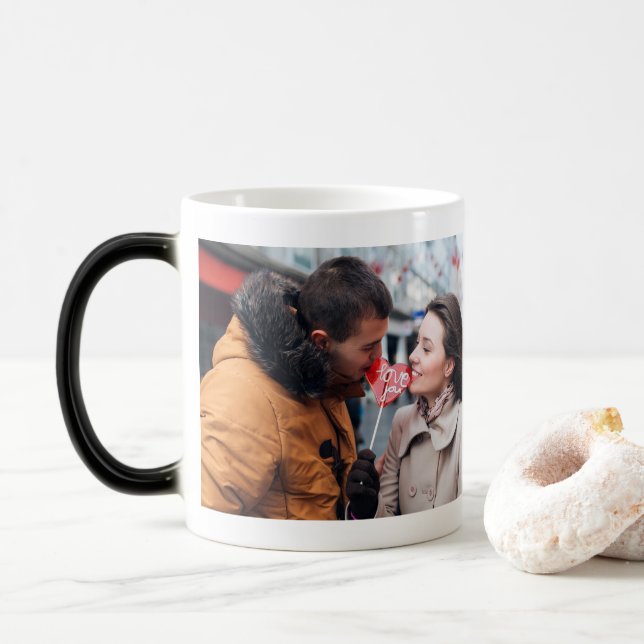 Your photo | personalize | unique gift morphing magic mug (With Donut)