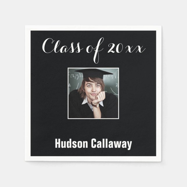 Your Photo Personalized Class of Graduation Napkin (Front)