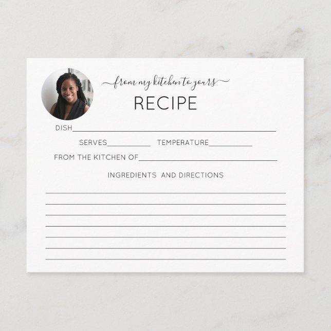 Your Photo Personalized Recipe Card (Front)