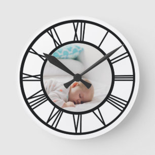 Your Photo Personalized Roman Numerals Round Clock