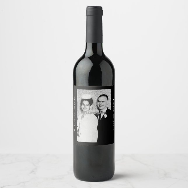 YOUR PHOTO PHOTOGRAPH Wedding Favour Wine Label (Front)