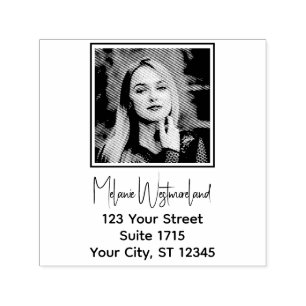 Your Photo Portrait #1 Rect Name Return Address Self-inking Stamp