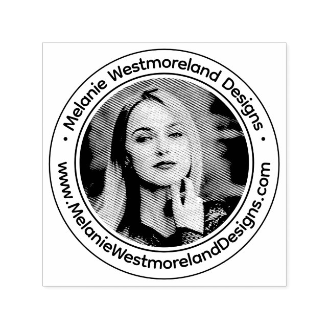 Your Photo Portrait #1 Round Name Website  Self-inking Stamp (Design)