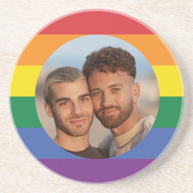 YOUR Photo Rainbow Flag Coaster (Front)