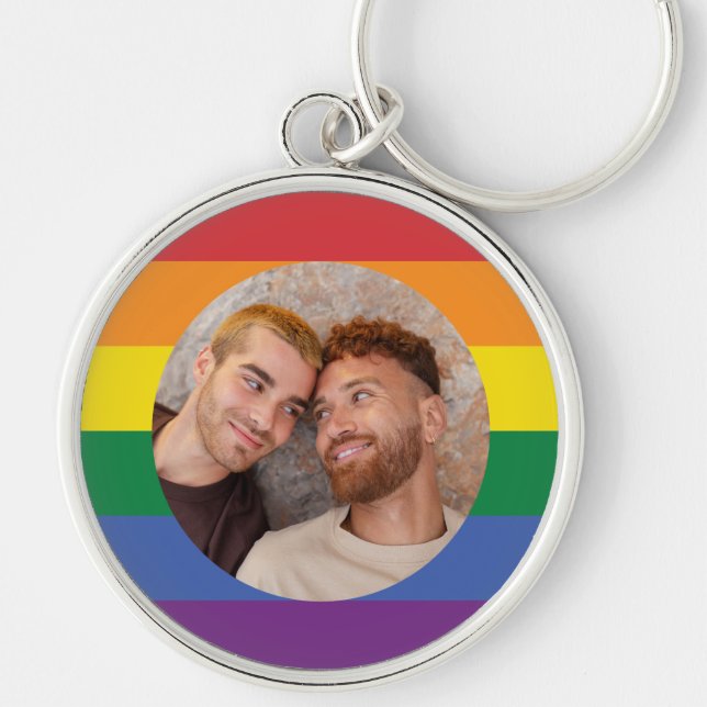 YOUR Photo Rainbow Flag Keychain (Front)