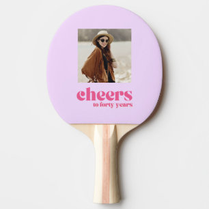 YOUR PHOTO Retro Purple & Pink, 40th birthday Ping Pong Paddle