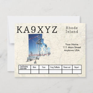 Your Photo Rhode Island Shaped Cutout Custom QSL Postcard