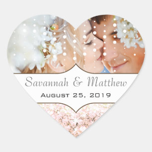 Your Photo Romantic HeartLeaf Pink Tree Heart Sticker