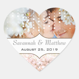 Your Photo Romantic HeartLeaf Pink Tree Heart Sticker