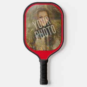 Your Photo Rounded Red Border Pickleball Paddle
