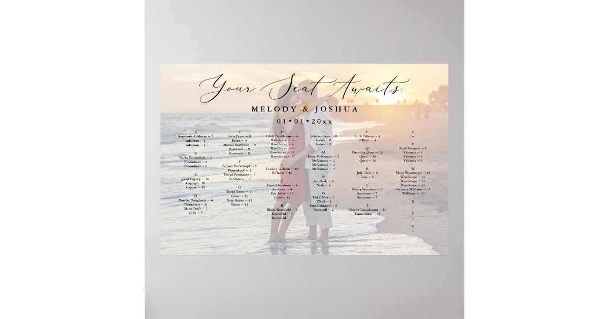 your-photo-seating-chart-alphabetical-poster-zazzle