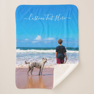 Your Photo Sherpa Blanket with Custom Text Name