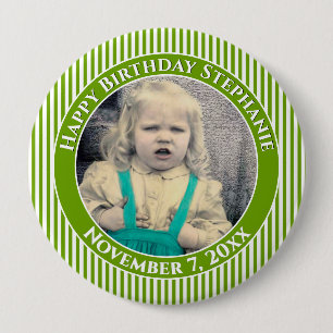 Your Photo Simple Stripes Pattern Black/White 4 Inch Round Button