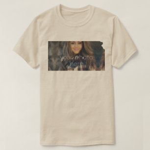 YOUR PHOTO State Of Kansas Shape T-shirt