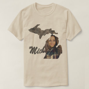 YOUR PHOTO State Of Michigan Shape T-shirt