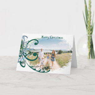 YOur Photo Swirly Paint Splat... - Holiday Card