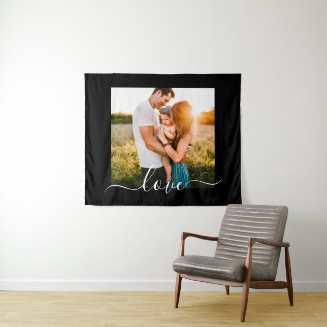 Your Photo Tapestry Template Love Text Black (In Situ (Horizontal))