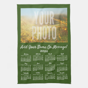 Your Photo Tea Towel Calendar Green