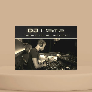 Your photo techno music DJ gold Business Card