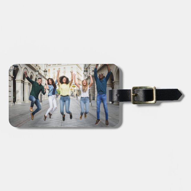 YOUR PHOTO & TEXT custom luggage tag (Front Horizontal)