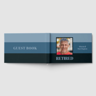 YOUR Photo & Text Masculine Stripes Guest Book