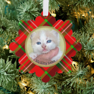 Your Photo/Text -Traditional Annual Gift Tartan Ornament Card