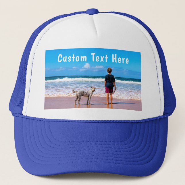 Your Photo Text Trucker Hat with Custom Text (Front)